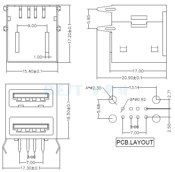 USB插座USB-A2-01