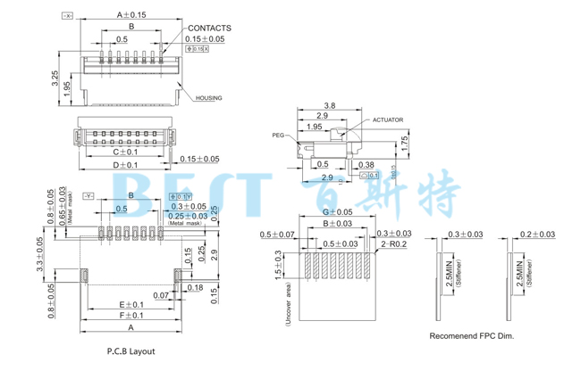 FPC連接器0512-NRL-NS參考圖紙