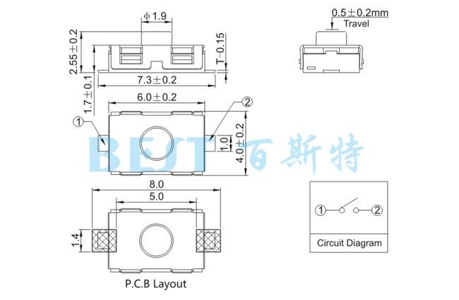 輕觸開關(guān)1181_TS-1181GJ_技術(shù)參數(shù)